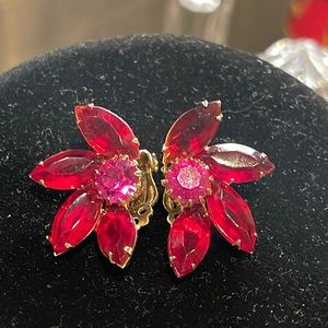 Weiss Fushia and Red Crystal Earrings